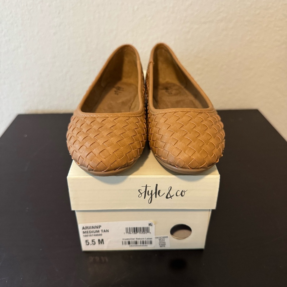 STYLE & CO Ariinnp Woven Slip-on Flats, Created For Macy's In Medium Tan Size5.5